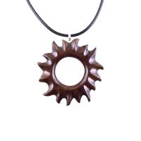 Wooden Sun Pendant, Hand Carved Sun Necklace, Celestial Jewelry, Solar Eclipse Wood Jewelry for Men Women