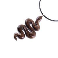Hand Carved Wooden Snake Pendant, Snake Necklace, Wood Reptile Pendant, Totem Spirit Animal Serpent Jewelry Gift for Him Her