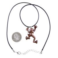 Hand Carved Wooden Frog Pendant Necklace, Animal Wood Jewelry Gift for Men or Women