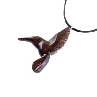Hummingbird Pendant, Hand Carved Wooden Bird Necklace, One of a Kind Gift for Her, Handmade Wood Jewelry