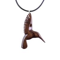 Hummingbird Pendant, Hand Carved Wooden Bird Necklace, One of a Kind Gift for Her, Handmade Wood Jewelry