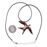 Hand Carved Swallow Necklace, Wooden Bird Pendant, Hope and Love Symbol 5th Anniversary Wood Jewelry Gift for Her