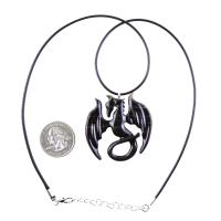 Dragon Necklace for Men Women, Hand Carved Wooden Dragon Pendant, Fantasy Wood Jewelry Gift for Her Him