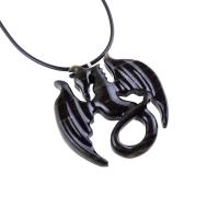 Dragon Necklace for Men Women, Hand Carved Wooden Dragon Pendant, Fantasy Wood Jewelry Gift for Her Him