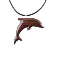 Hand Carved Dolphin Necklace, Wooden Dolphin Pendant for Men Women, Sea Animal Wood Jewelry, Nautical Gift for Him Her