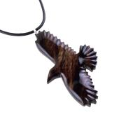Hand Carved Raven Necklace, Wooden Crow Pendant, Totem Wood Bird Jewelry One of a Kind Gift for Men Women