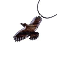 Hand Carved Raven Necklace, Wooden Crow Pendant, Totem Wood Bird Jewelry One of a Kind Gift for Men Women