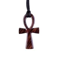 Wooden Ankh Pendant, Hand Carved Egyptian Ankh Cross Necklace for Men or Women, African Wood Jewelry Gift for Him Her