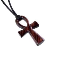 Wooden Ankh Pendant, Hand Carved Egyptian Ankh Cross Necklace for Men or Women, African Wood Jewelry Gift for Him Her