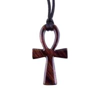 Wooden Ankh Pendant, Hand Carved Egyptian Ankh Cross Necklace for Men or Women, African Wood Jewelry Gift for Him Her