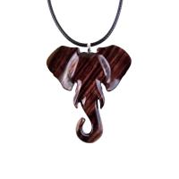 Elephant Necklace, Wooden Elephant Pendant for Men or Women, Hand Carved Spiritual Animal Necklace, Wood Jewelry for Men Women