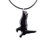 Hawk Necklace, Hand Carved Wooden Hawk Pendant for Men or Women, Wood Falcon Pendant, Totem Bird Jewelry