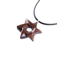 Hand Carved Wooden Star of David Pendant, Jewish Star Necklace for Men or Women, Wood Jewish Jewelry