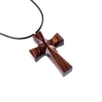 Wooden Cross Necklace, Hand Carved Wood Cross Pendant, Christian Jewelry for Men Women, Gift for Him or Her