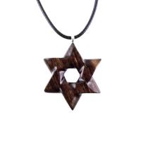 Wooden Star of David Pendant, Hand Carved Jewish Star Necklace, Wood Jewelry for Men or Women, One of a Kind Gift
