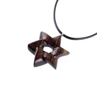 Wooden Star of David Pendant, Hand Carved Jewish Star Necklace, Wood Jewelry for Men or Women, One of a Kind Gift