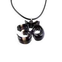 Hand Carved Om Pendant for Men or Women, Wooden Ohm Necklace, Yoga Gift Aum Wood Jewelry