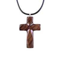 Handmade Wooden Cross Necklace for Men Women, Wood Cross Pendant, Hand Carved Christian Jewelry, One of a Kind Gift for Him Her