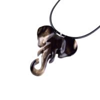 Elephant Necklace, Hand Carved Wooden Elephant Pendant, Ganesha Spiritual Jewelry, Wood Animal Pendant Gift for Him Her