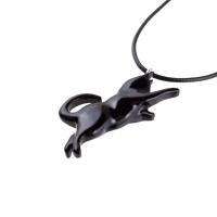 Hand Carved Black Cat Pendant, Wooden Kitten Necklace for Men or Women, Pet Animal Jewelry, Cat Lover Gift for Him Her