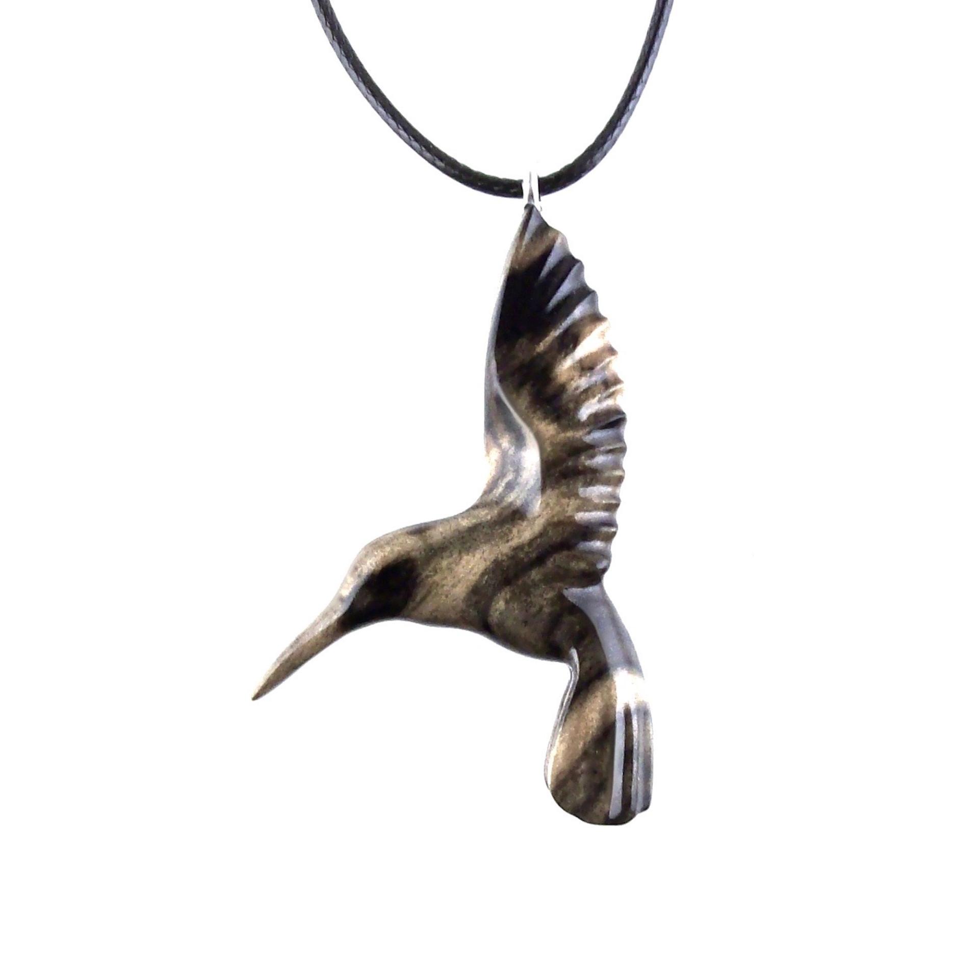 Hummingbird Necklace, Wooden Hummingbird Pendant, Hand Carved Wood Bird Jewelry, One of a Kind Handmade Gift for Her