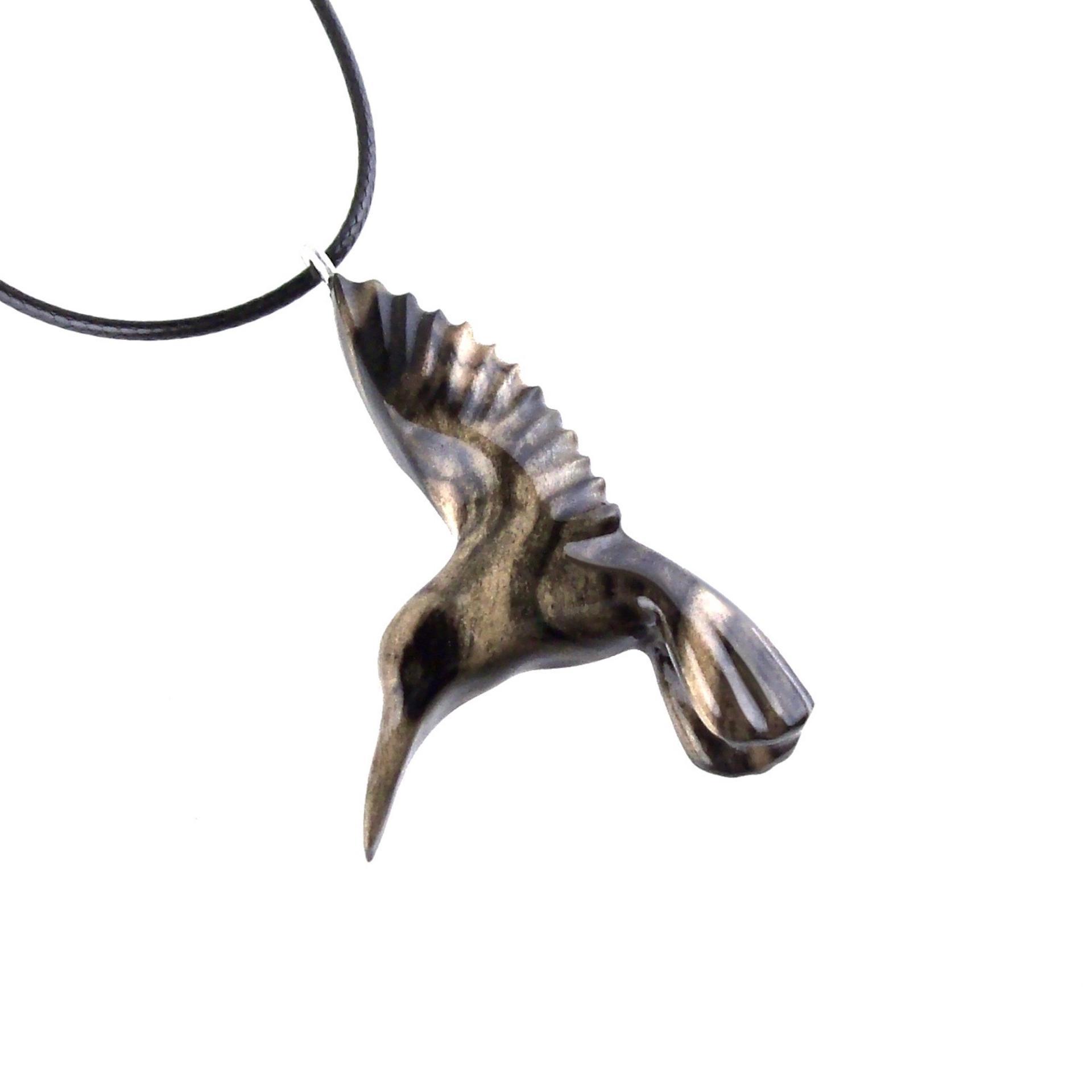 Hummingbird Necklace, Wooden Hummingbird Pendant, Hand Carved Wood Bird Jewelry, One of a Kind Handmade Gift for Her