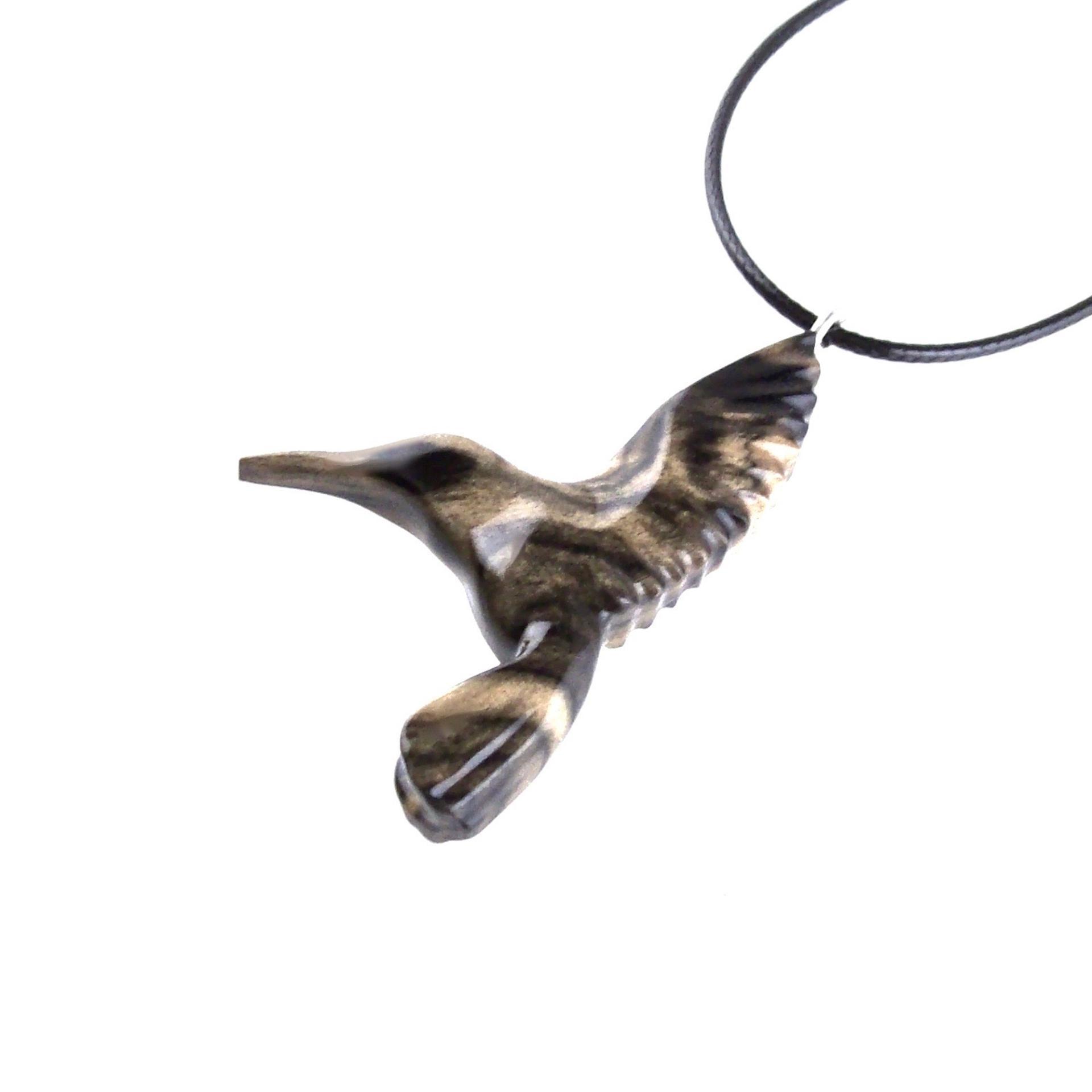 Hummingbird Necklace, Wooden Hummingbird Pendant, Hand Carved Wood Bird Jewelry, One of a Kind Handmade Gift for Her