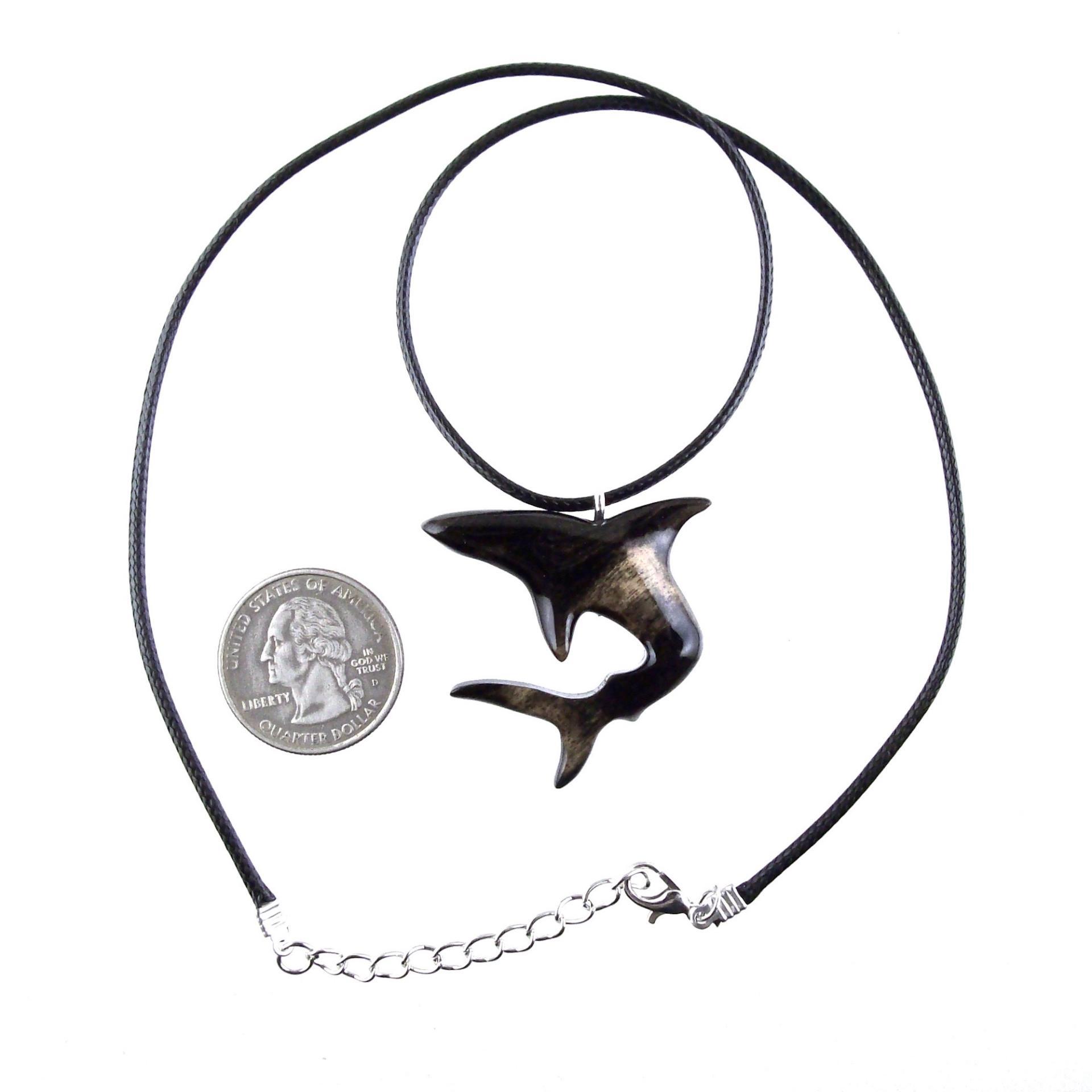 Hand Carved Shark Necklace, Wooden Shark Pendant, Mens Wood Necklace, One of a Kind Gift for Him, Nautical Jewelry