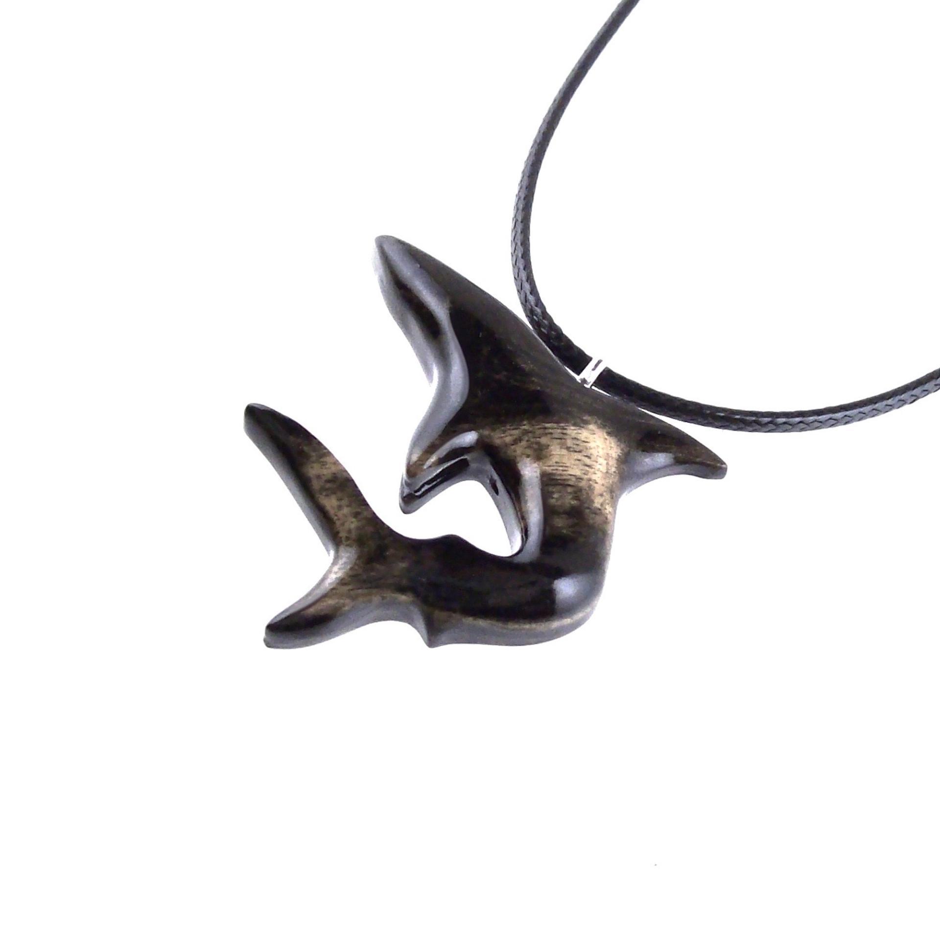 Hand Carved Shark Necklace, Wooden Shark Pendant, Mens Wood Necklace, One of a Kind Gift for Him, Nautical Jewelry
