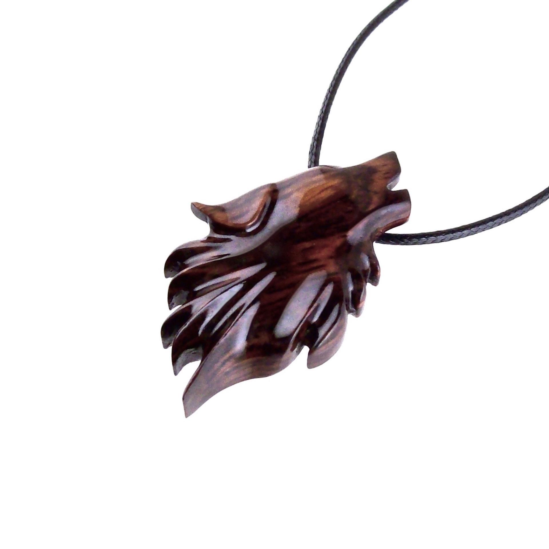 Carved Wolf Pendant, Wooden Wolf Necklace, Spirit Animal Totem, Handmade Wood Jewelry for Men or Women, One of a Kind Gift