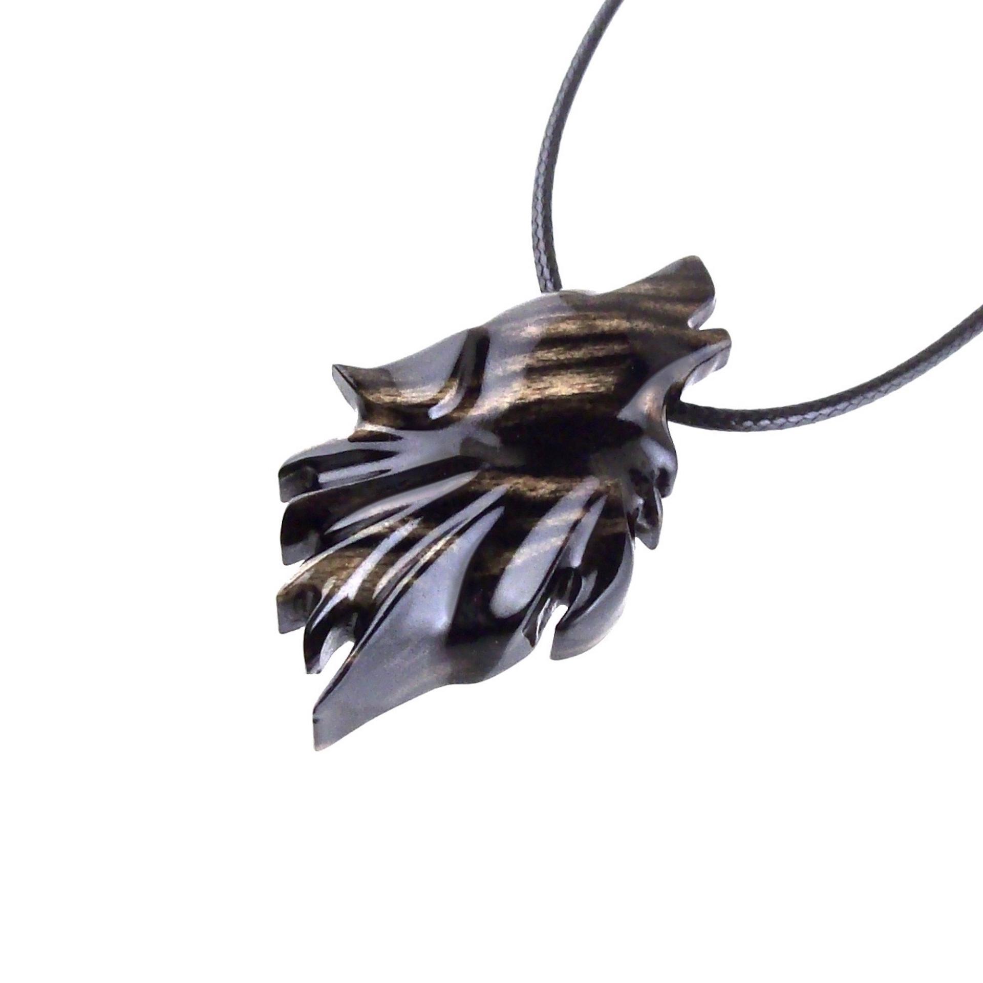 Wolf Necklace, Hand Carved Wooden Wolf Pendant for Men or Women, Spirit Animal Totem Woodland Jewelry