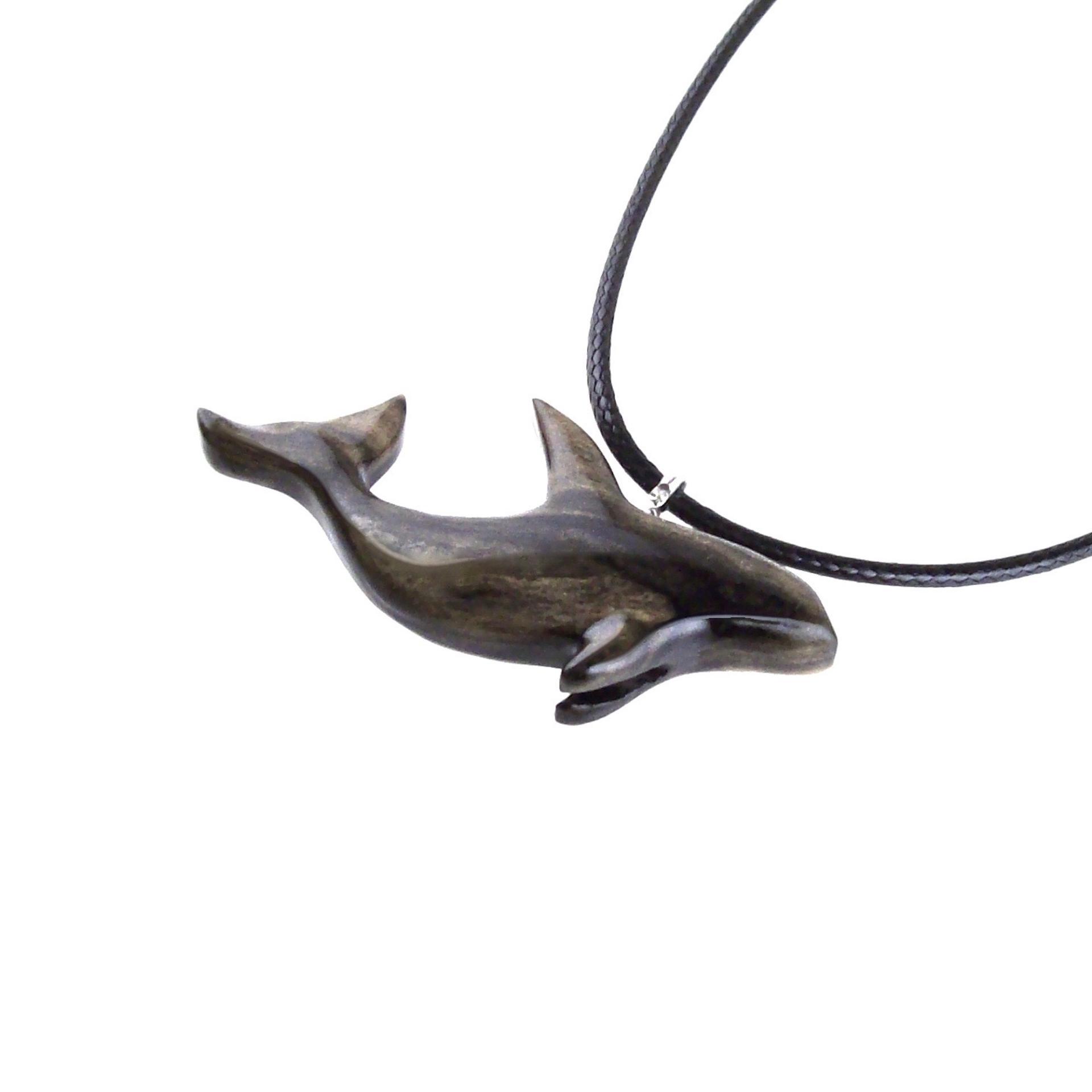 Hand Carved Orca Pendant, Wooden Killer Whale Necklace for Men or Women, Sea Animal, Nautical Beach Wood Jewelry