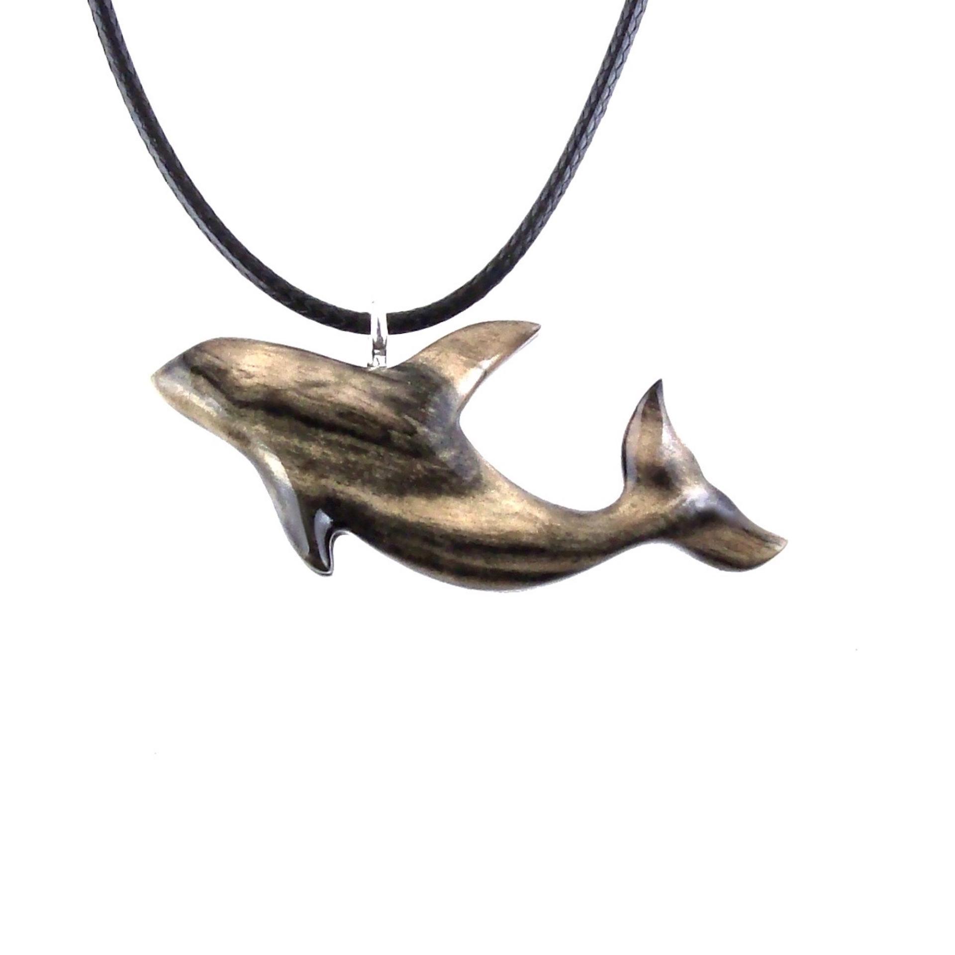 Hand Carved Orca Pendant, Wooden Killer Whale Necklace for Men or Women, Sea Animal, Nautical Beach Wood Jewelry