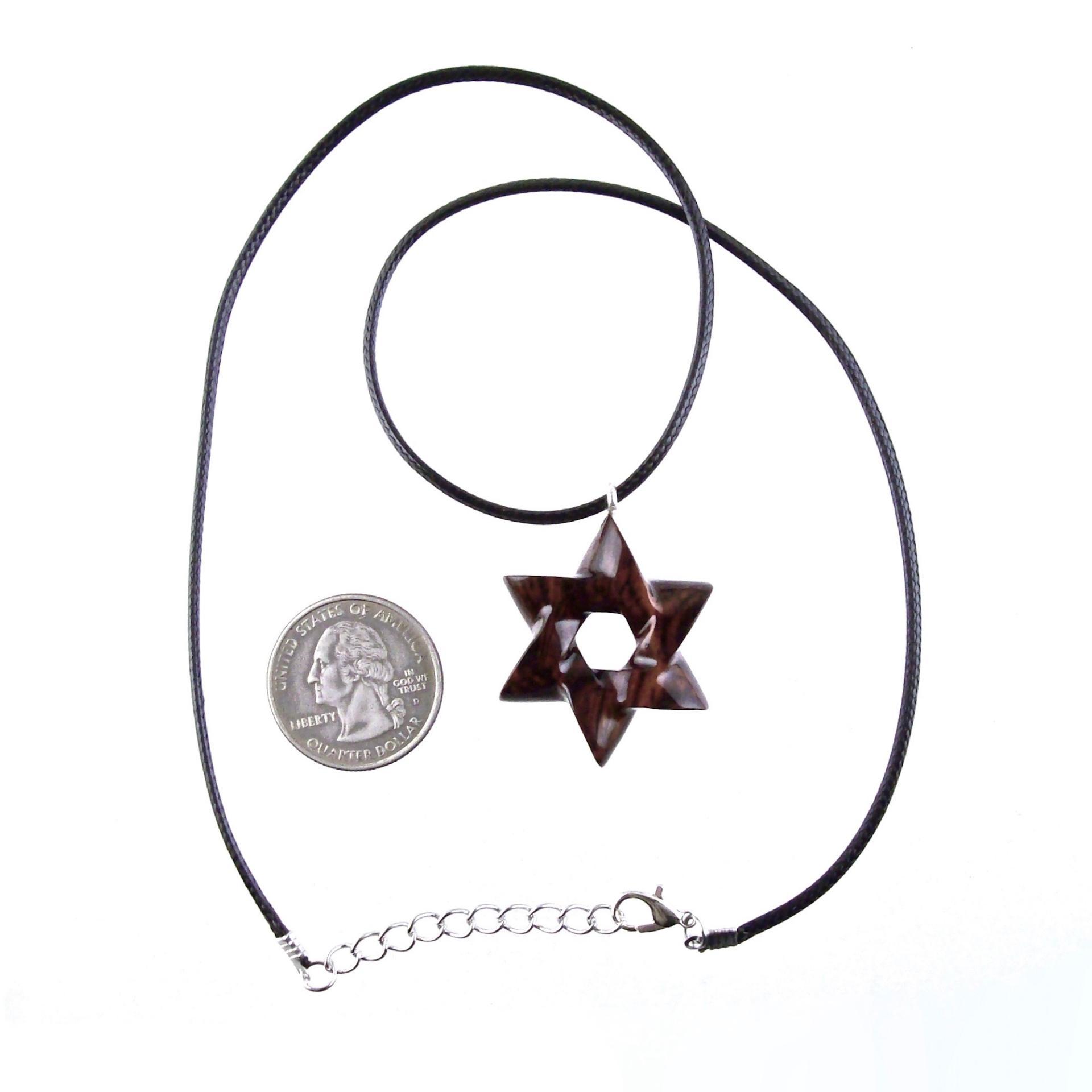 Star of David Pendant, Hand Carved Wooden Jewish Star Necklace for Men or Women, Wood Jewish Jewelry