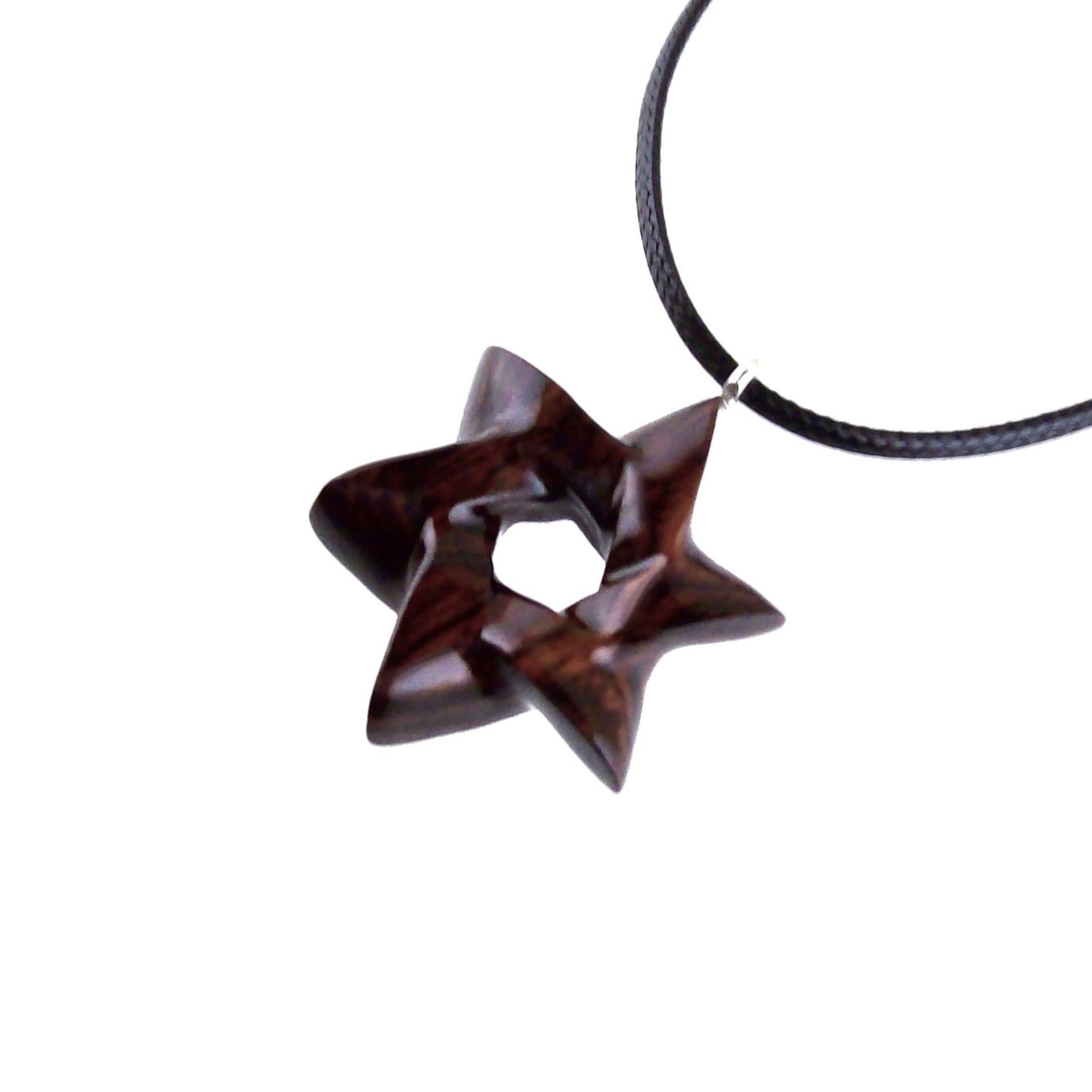 Star of David Pendant, Hand Carved Wooden Jewish Star Necklace for Men or Women, Wood Jewish Jewelry