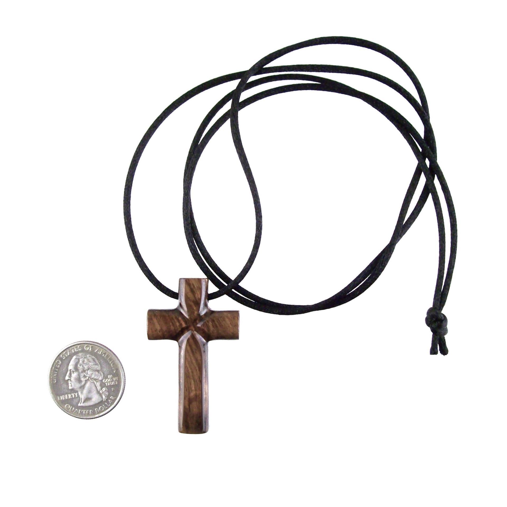Wooden Cross Necklace, Hand Carved Cross Pendant, Mens Christian Wood Jewelry, One of a Kind Gift for Him