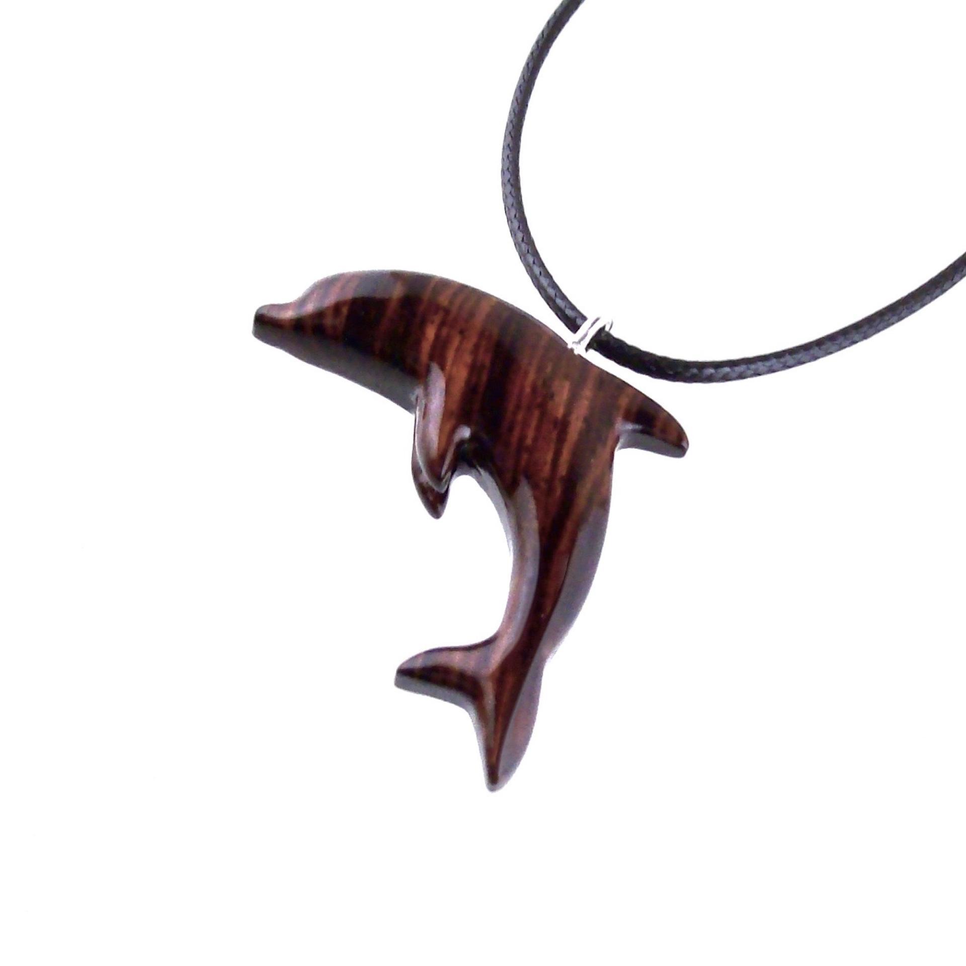 Wooden Dolphin Pendant, Hand Carved Dolphin Necklace, Sea Animal Necklace, Nautical Wood Jewelry for Men or Women