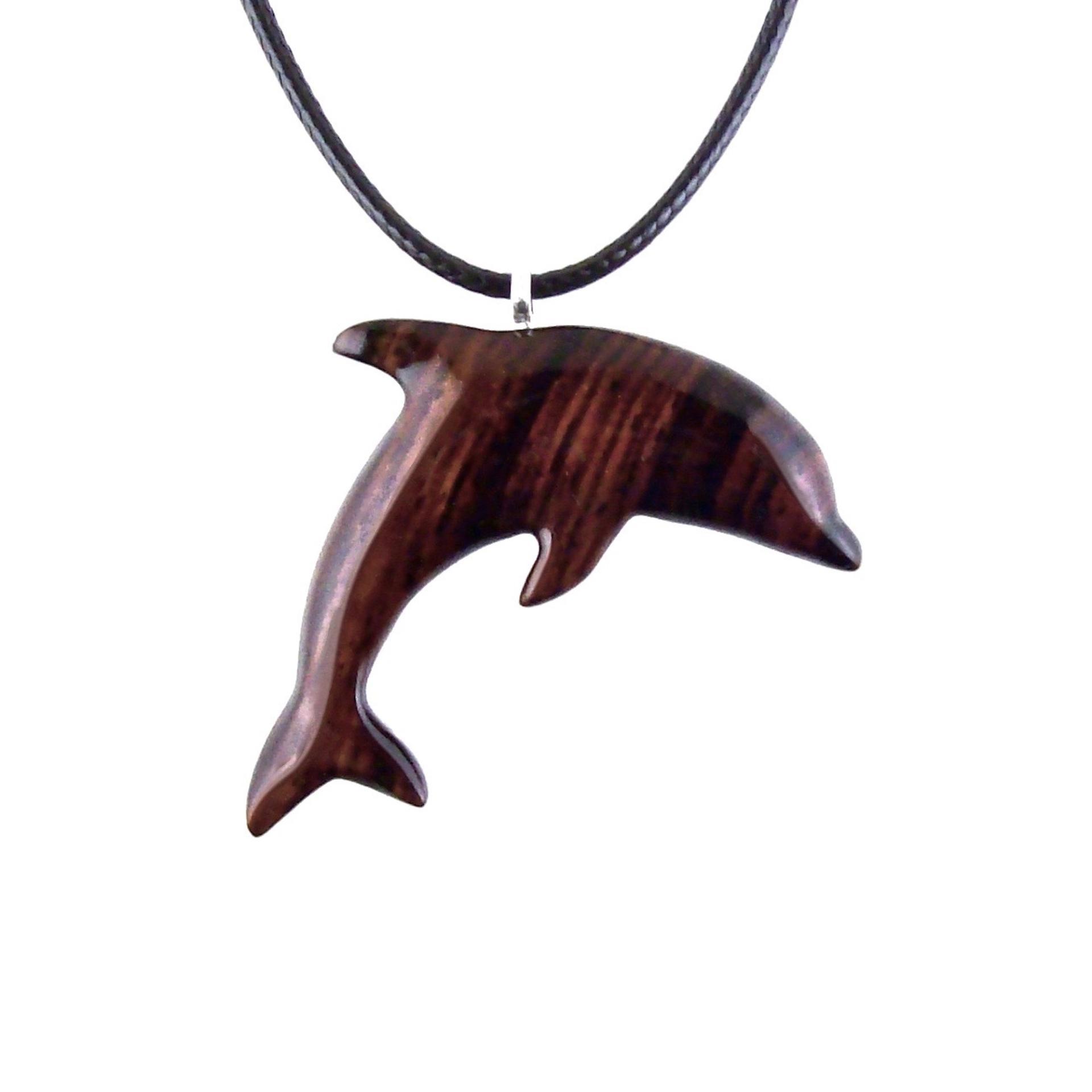 Wooden Dolphin Pendant, Hand Carved Dolphin Necklace, Sea Animal Necklace, Nautical Wood Jewelry for Men or Women
