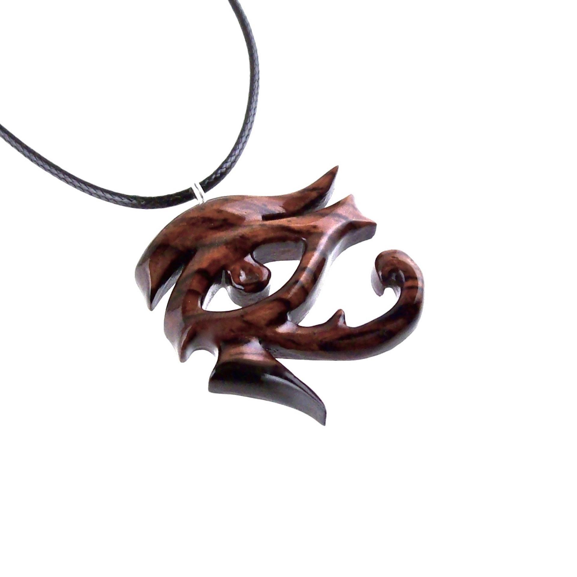 Eye of Horus Pendant Necklace, Hand Carved Wooden Egyptian Jewelry for Men or Women