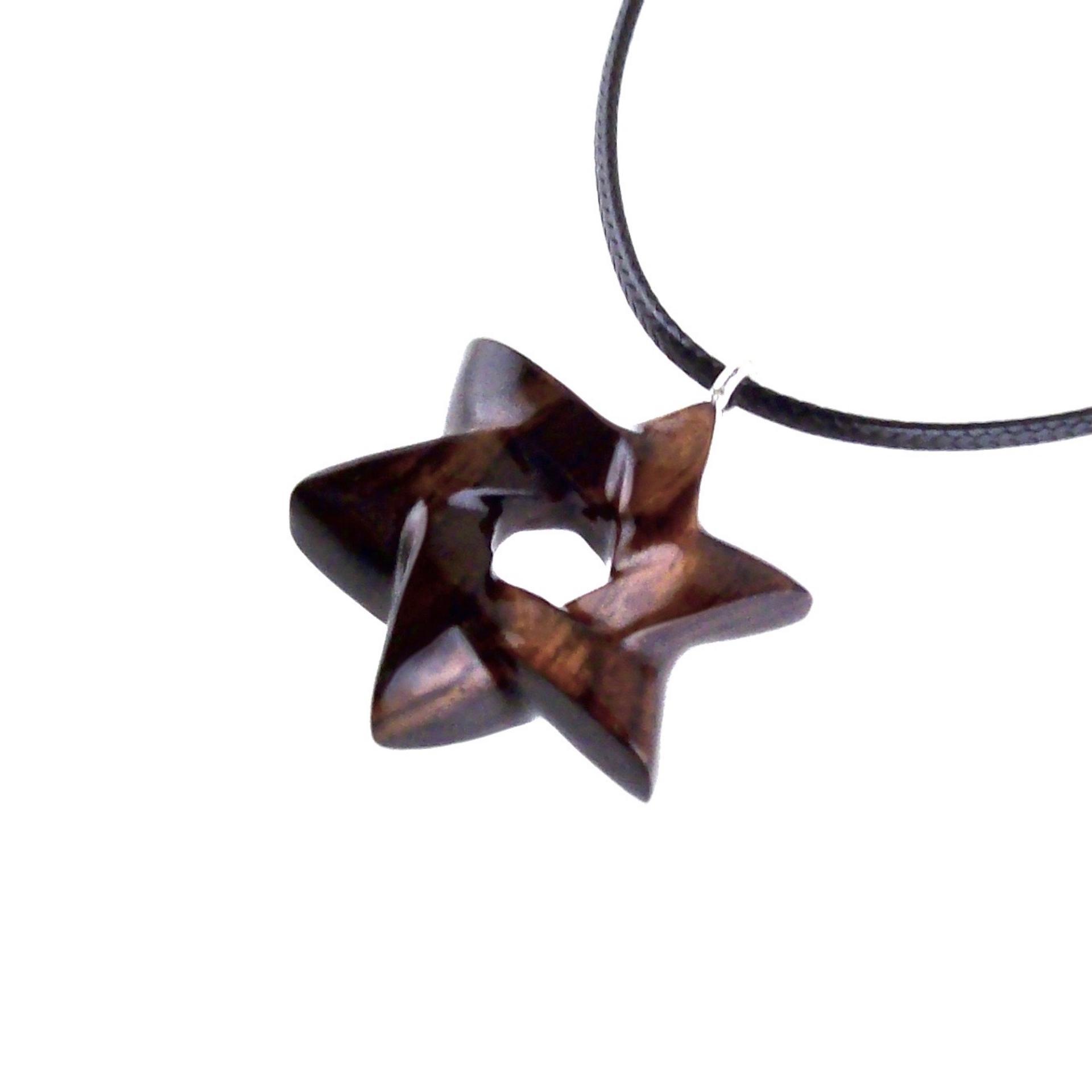 Star of David Pendant, Hand Carved Wooden Jewish Star Necklace for Men or Women, Wood Jewish Jewelry