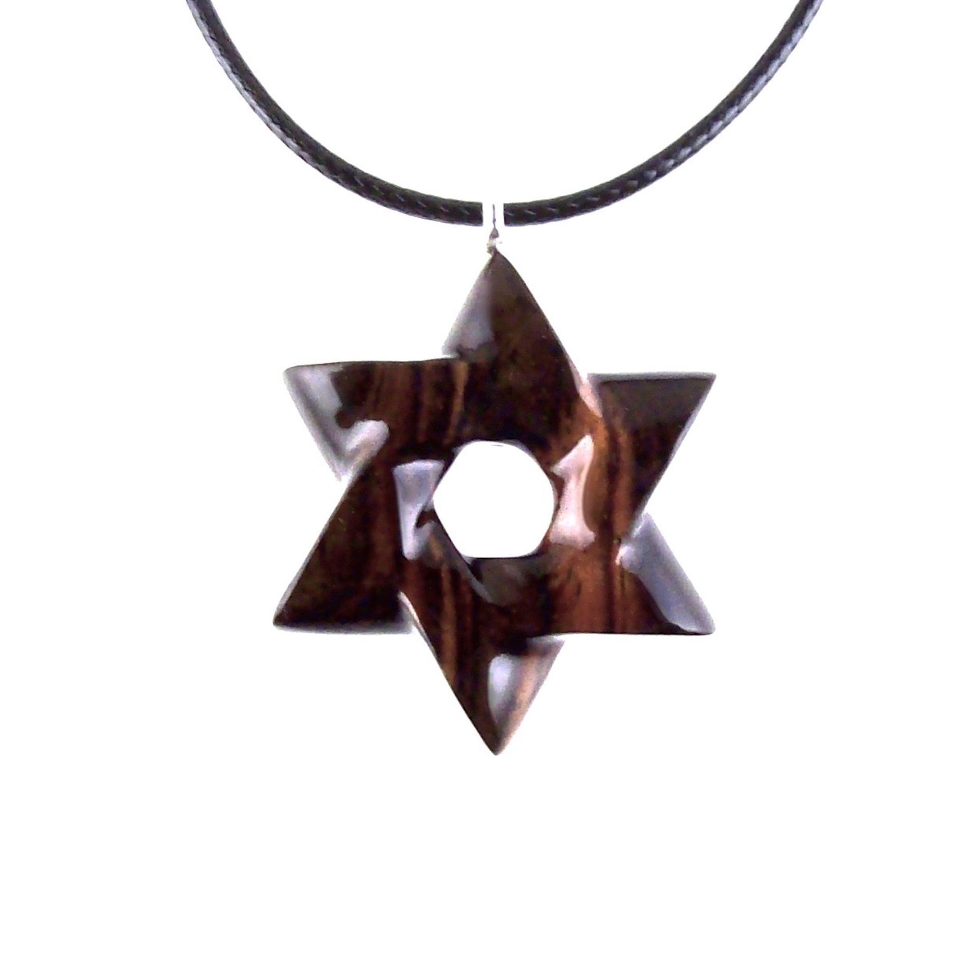 Star of David Pendant, Hand Carved Wooden Jewish Star Necklace for Men or Women, Wood Jewish Jewelry