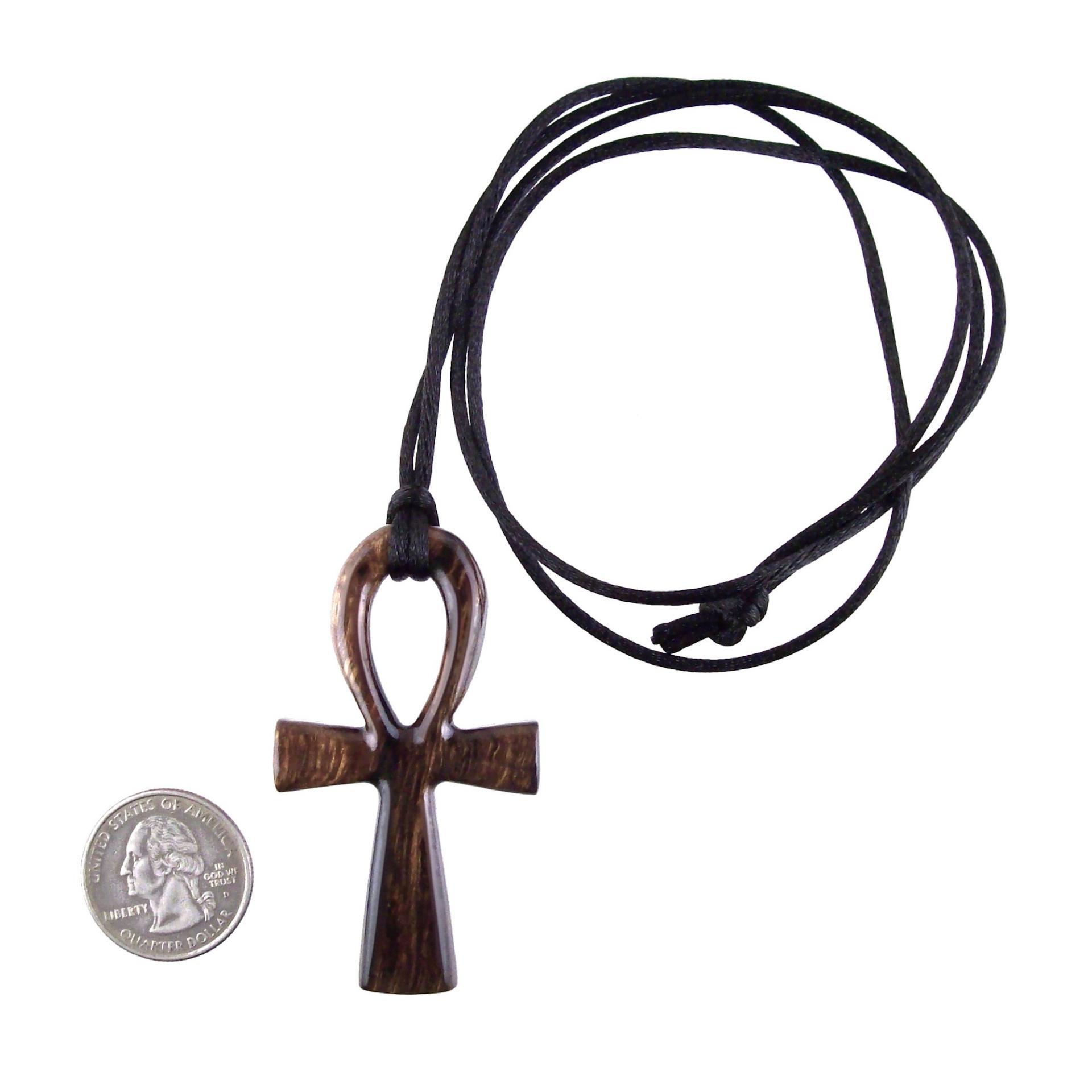 Large Ankh Pendant, Wood Egyptian Ankh Necklace, Wooden Cross Ankh Pendant, Mens African Jewelry, Gift for Him