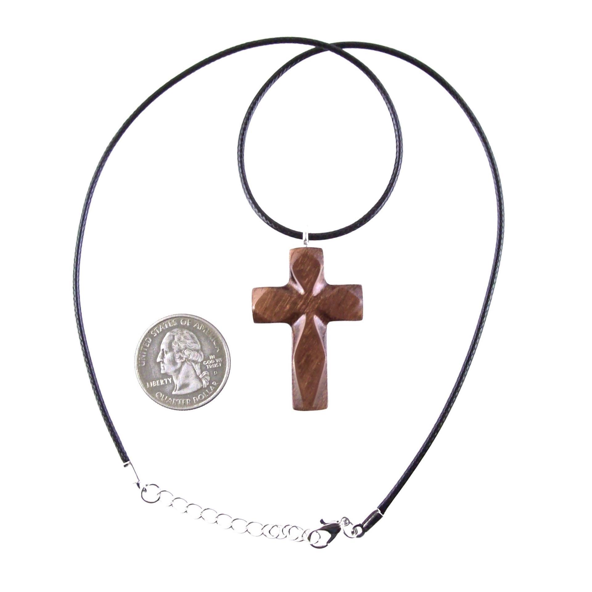 Handmade Wooden Cross Necklace for Men Women, Wood Cross Pendant, One of a Kind Hand Carved Christian Jewelry