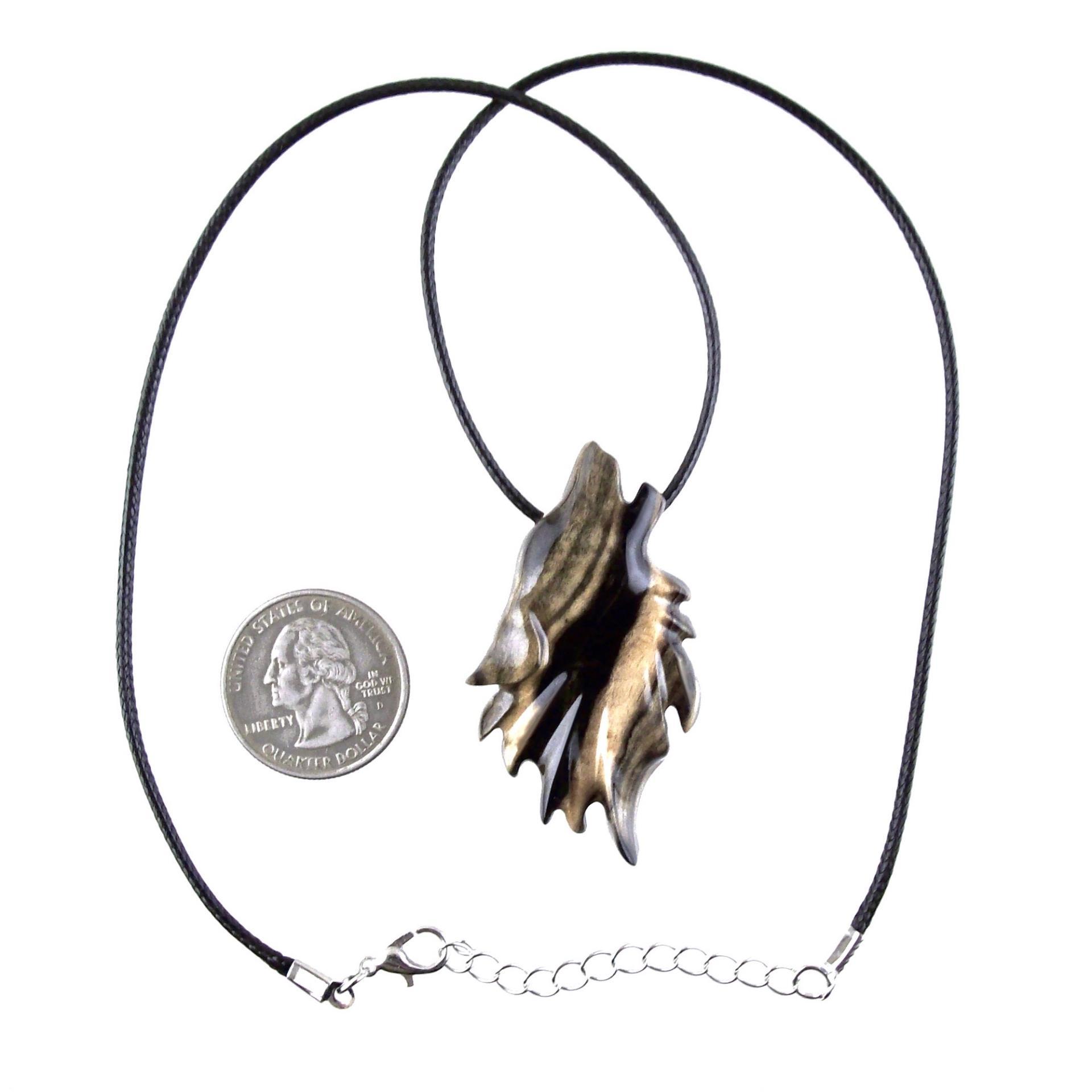 Wolf Necklace, Hand Carved Wooden Wolf Pendant for Men or Women, Spirit Animal Totem Woodland Jewelry