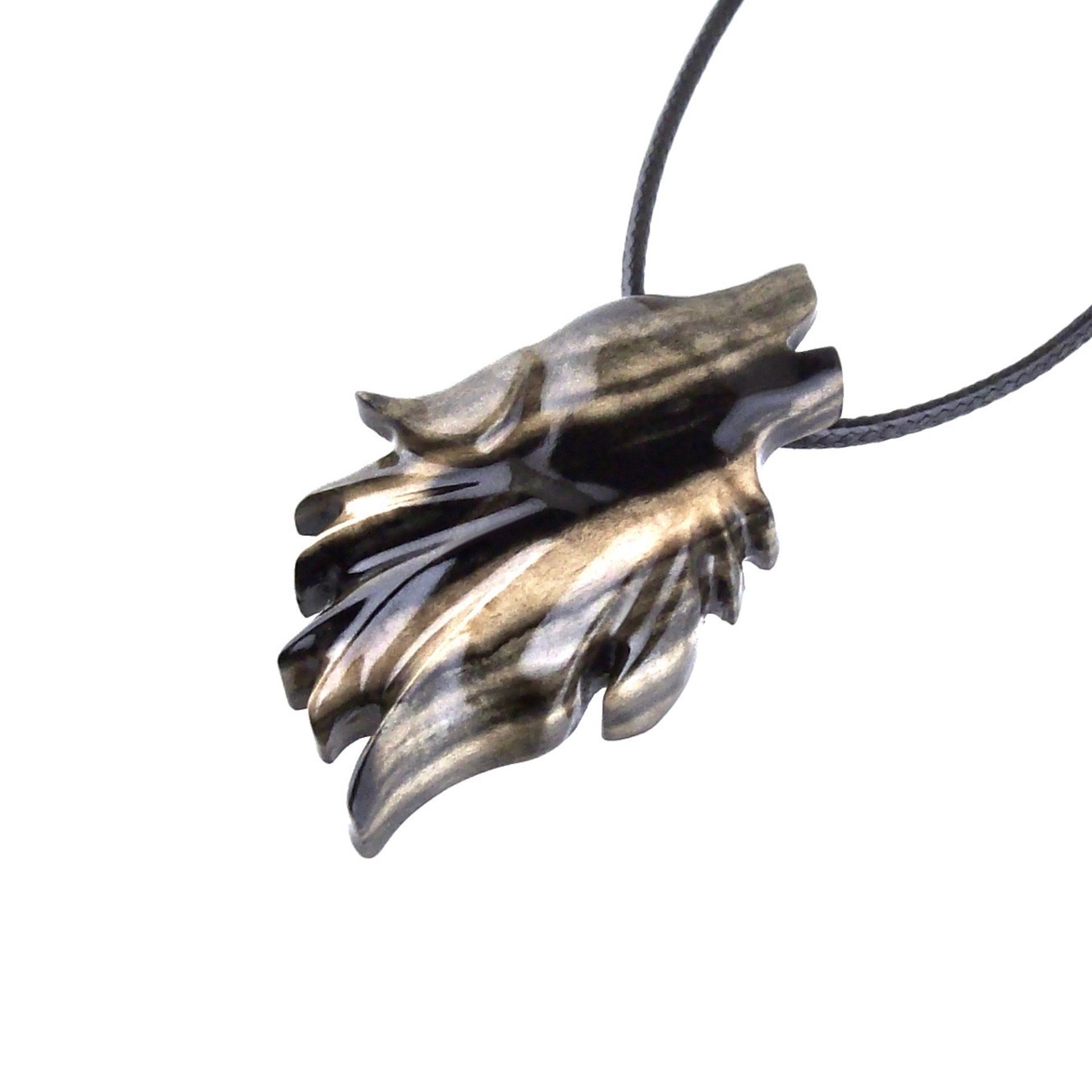 Wolf Necklace, Hand Carved Wooden Wolf Pendant for Men or Women, Spirit Animal Totem Woodland Jewelry