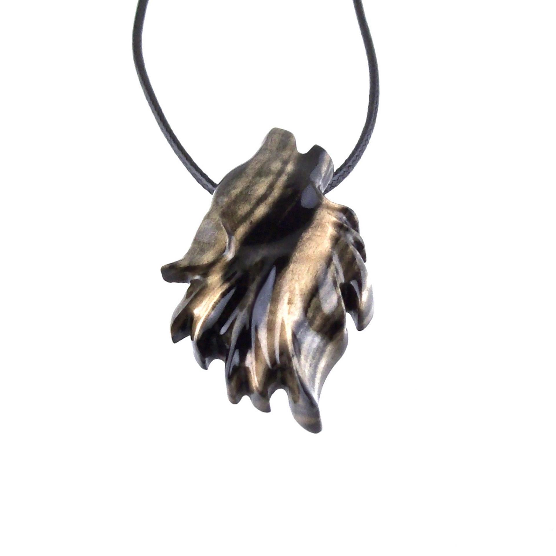 Wolf Necklace, Hand Carved Wooden Wolf Pendant for Men or Women, Spirit Animal Totem Woodland Jewelry