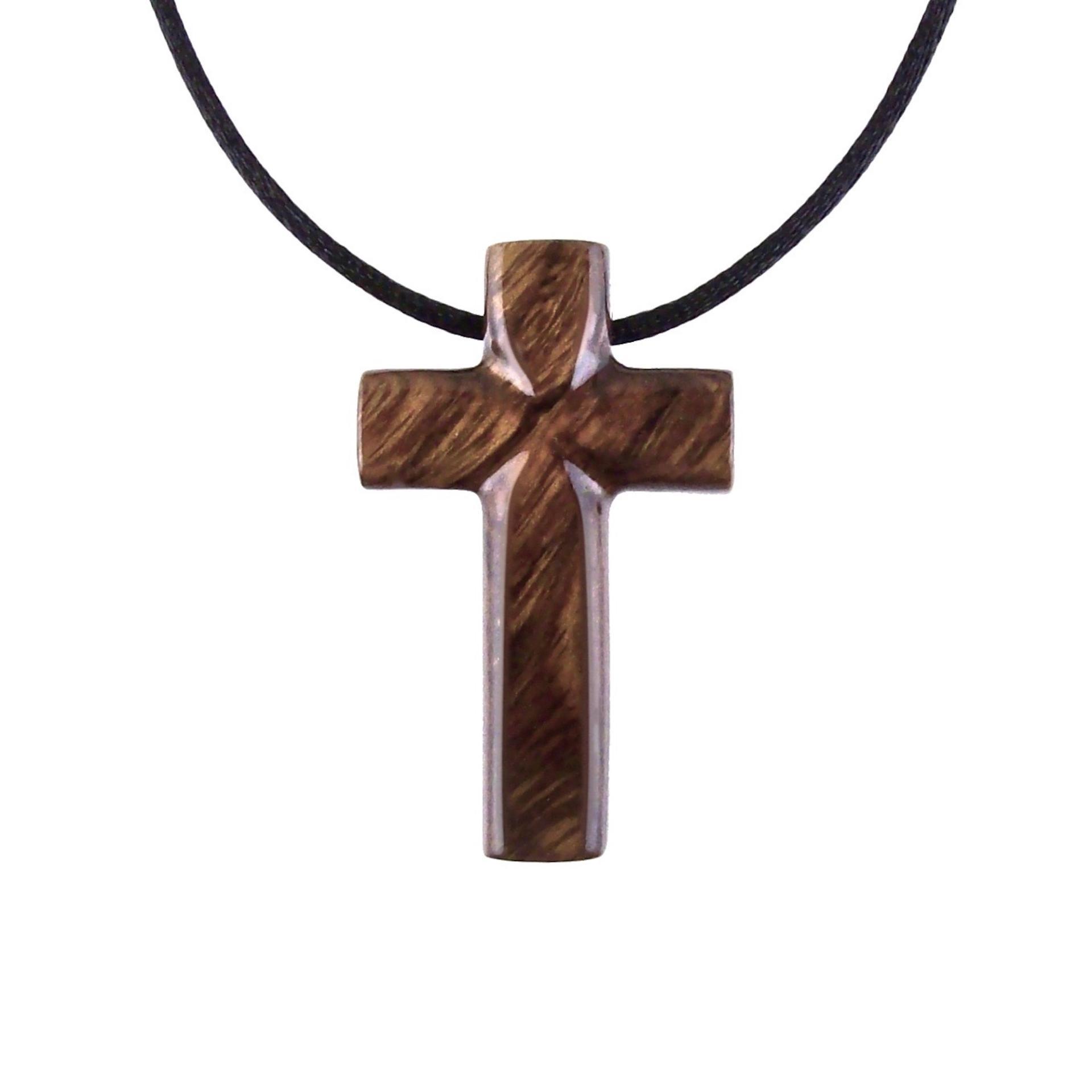 Wood Cross Necklace, Hand Carved Wooden Cross Pendant, Christian Jewelry for Men, One of a Kind Gift for Him