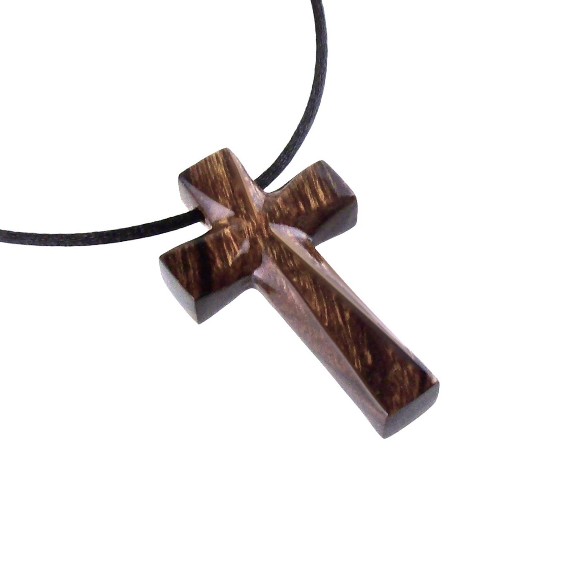 Hand Carved Wooden Cross Pendant, Mens Wood Cross Necklace, Handmade Christian Jewelry, One of a Kind Gift for Him