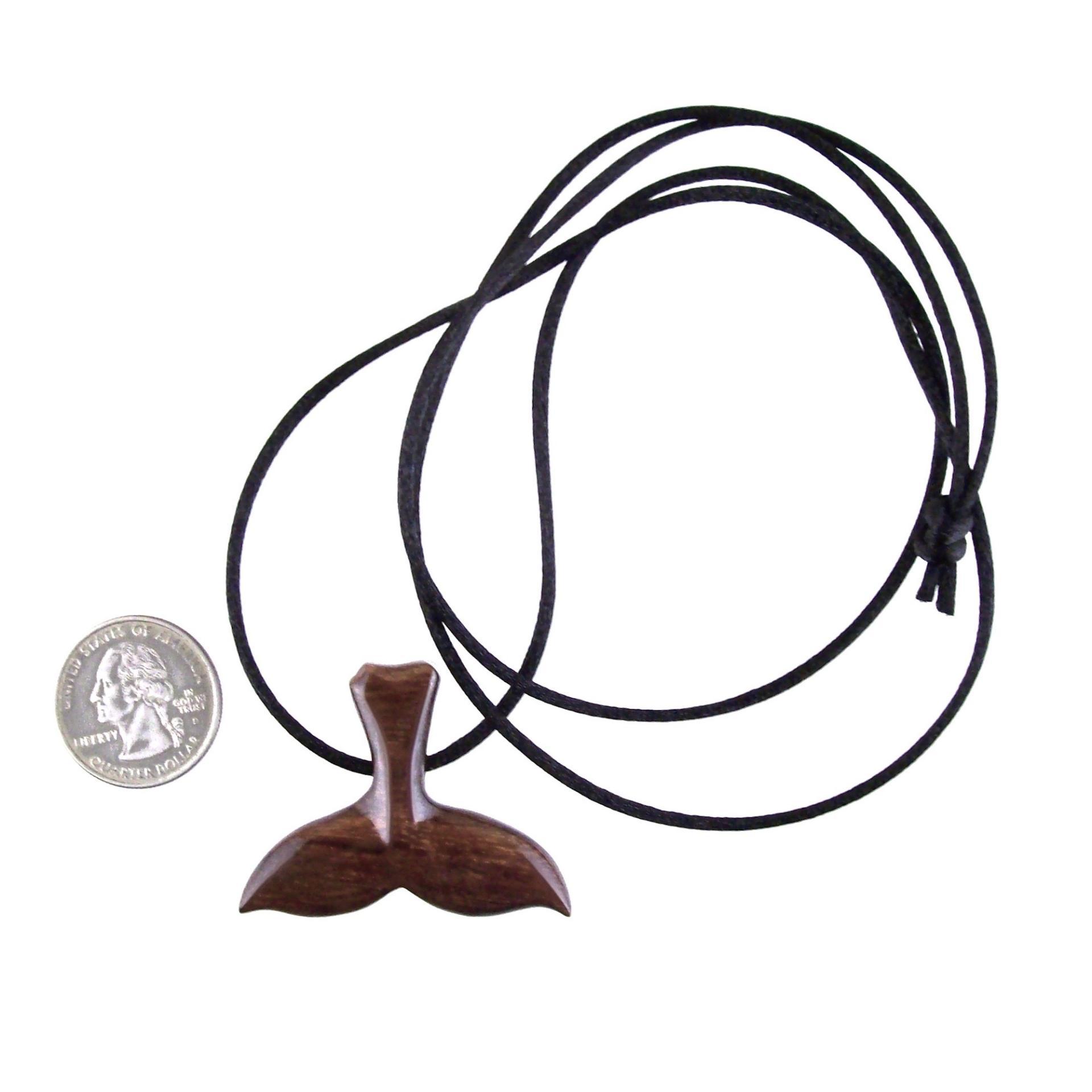 Hand Carved Wooden Orca Whale Tail Pendant, Mens Wood Necklace, Handmade Nautical Jewelry Gift