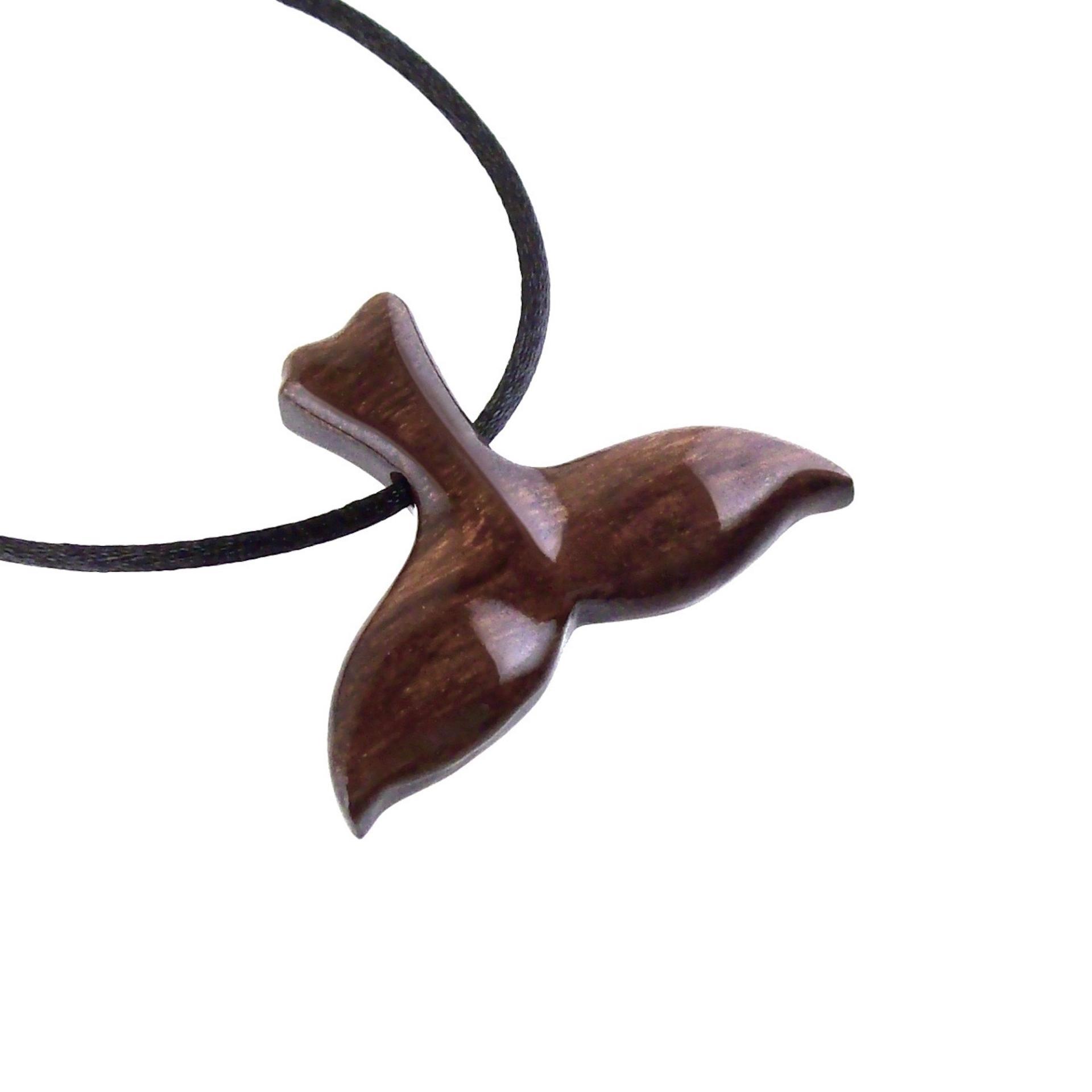 Hand Carved Wooden Orca Whale Tail Pendant, Mens Wood Necklace, Handmade Nautical Jewelry Gift